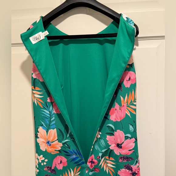 Eliza J NWOT Size 12 Beautiful Green Pink Tropical Floral Lace Mini Dress (0596) - Picture 12 of 14